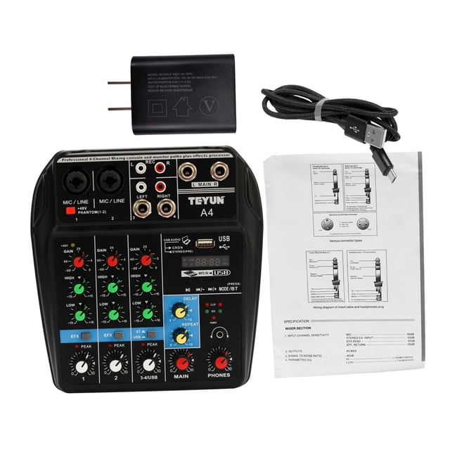 Console de Mixage Sonore Portable Console aux Chemins Plus Effets Mixeur Audio avec USB