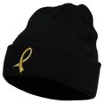 thumbnail image 2 of Cancer Color Ribbon Embroidered Long Beanie - Yellow OSFM, 2 of 5