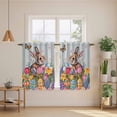 thumbnail image 2 of Easter Bunny Tier Curtains 54 Inch Length, Colorful Eggs Spring Tulips Flower Blue Stripes Cafe Short Curtains for Bathroom Sink, Small Kitchen Curtain Light Filtering Drapes 2 Panels 27.5"Wx54"L, 2 of 8