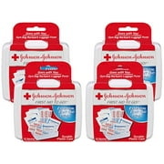 Johnson & Johnson First Aid to Go (Mini trousse de premiers soins avec 12 articles) Pack de 4 trousses