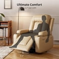 thumbnail image 2 of Bingirl 22 - Inch Beige Leather - Upholstered Powered Reclining Recliner with Lift Assistance, 2 of 7