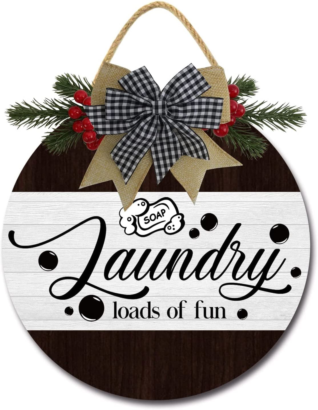 Eveokoki 11" Laundry Loads of Fun Laundry Room Sign Rustic Wooden ...