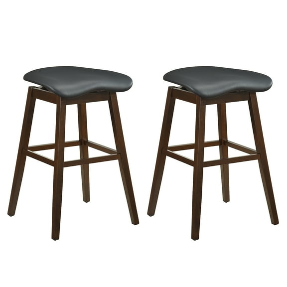 Gymax Set of 2 Swivel Bar Stools 31'' Bar Chairs w/ Padded Contoured Seat & Footrest