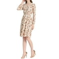 thumbnail image 1 of INSPIRAR CHIC Vestido Midi de Manga Larga con Estampado Floral en V Blanco Naranja, 1 of 5
