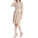 thumbnail image 1 of INSPIRAR CHIC Vestido Midi de Manga Larga con Estampado Floral en V Blanco Naranja, 1 of 5