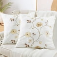 thumbnail image 2 of Home Soft Things Embroidery Canvas Throw Pillow Cover Pillow Case 2 Piece Set - Spring Flower - Gold - 20" x 20", 2 of 7