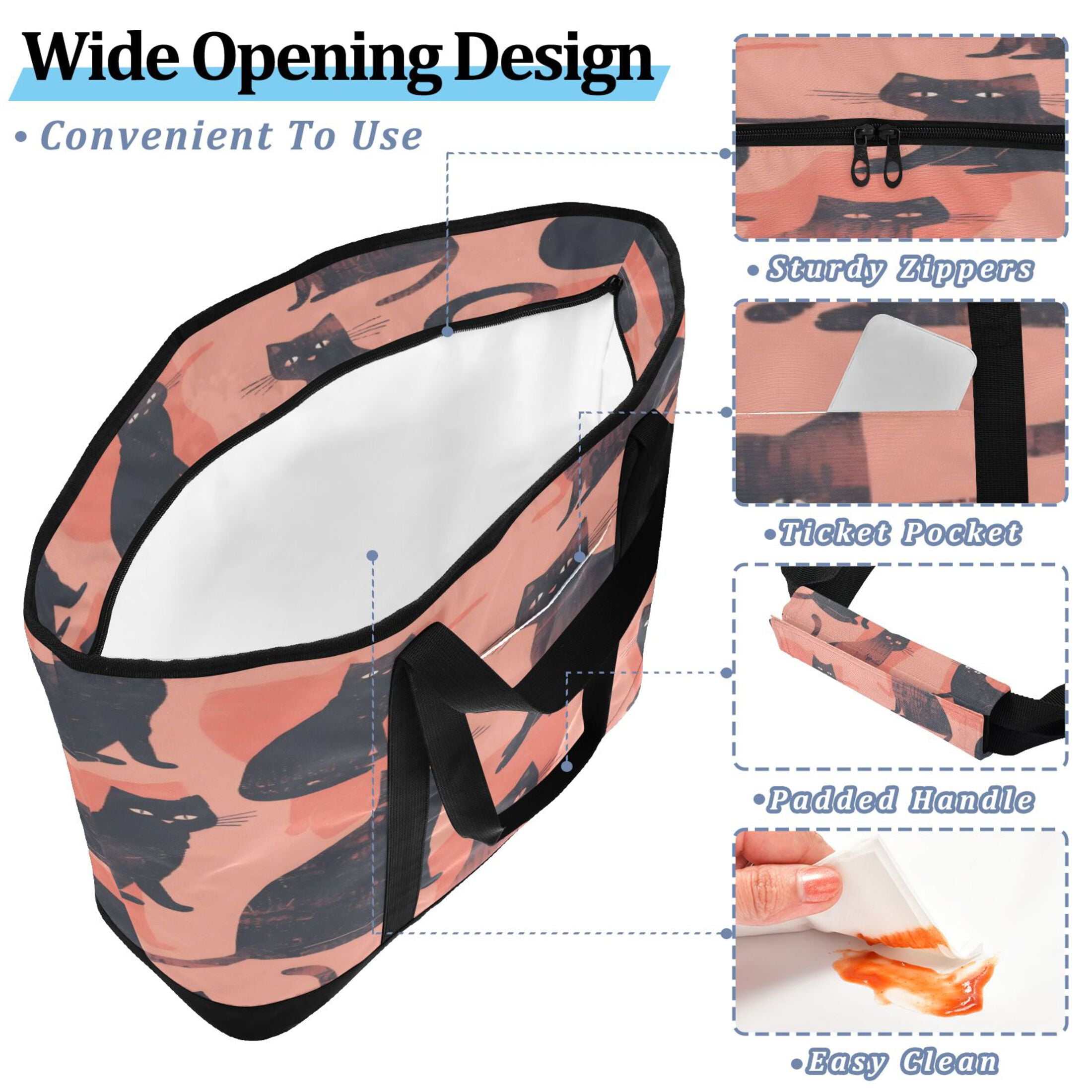 Large Hand-held Ice Pack Picnic Bag Insulation and Refrigeration Suitable for Shopping Picnics and Camping Black Cat