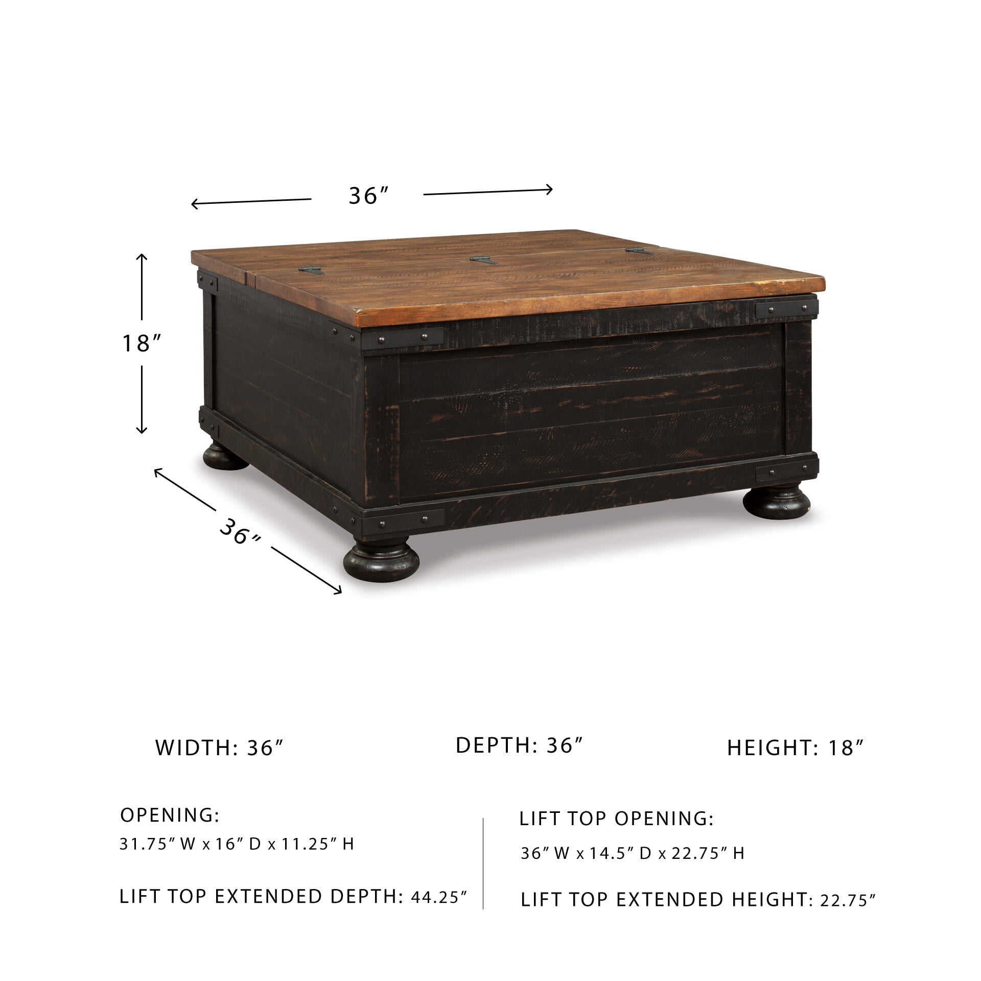 Signature Design by Ashley Casual Valebeck Coffee Table with Lift Top Black/Brown