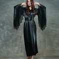 thumbnail image 6 of Lindreshi Lingerie Sets for Women Women Lace Satin Kimono Long Robe Bathrobe Lingerie Sleepwear Belt Pajamas, 6 of 8