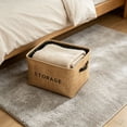 thumbnail image 6 of Beautynvta Foldable Storage Bin, Linen Fabric Storage Basket with Handles for Home, Office, Closet, 14.6x10.2x8.7 Inch, 6 of 6