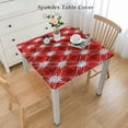 thumbnail image 2 of BANET Decorative Elastic Edged Square Fitted Tablecloth,Christmas Concept Checkered Polyester Indoor Outdoor Fitted Tablecover for Banquet Buffet Kitchen Dining and Party Fit Square Table White, 2 of 7