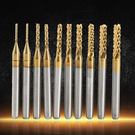 

FAGINEY Burrs Cutting Bits 10pcs Titanium Coated End Mill Cemented Carbide CNC Milling Cutters Tools 1.0-3.0mm