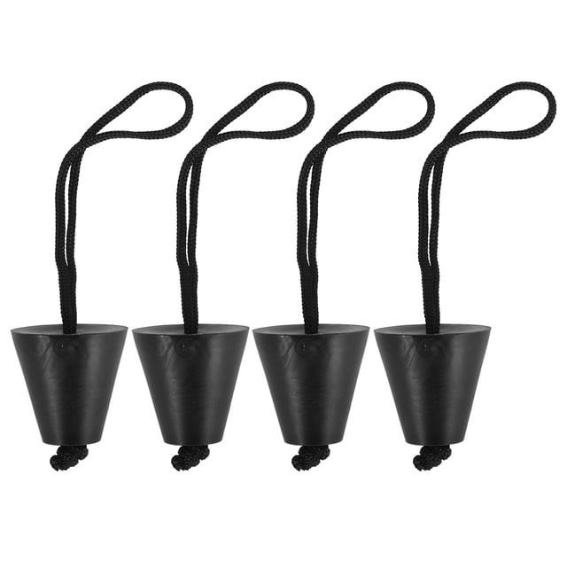 Unique Bargains 4 Pcs Universal Rubber Canoe Drain Holes Bung with Lanyard Rubber Scupper Plugs Blue