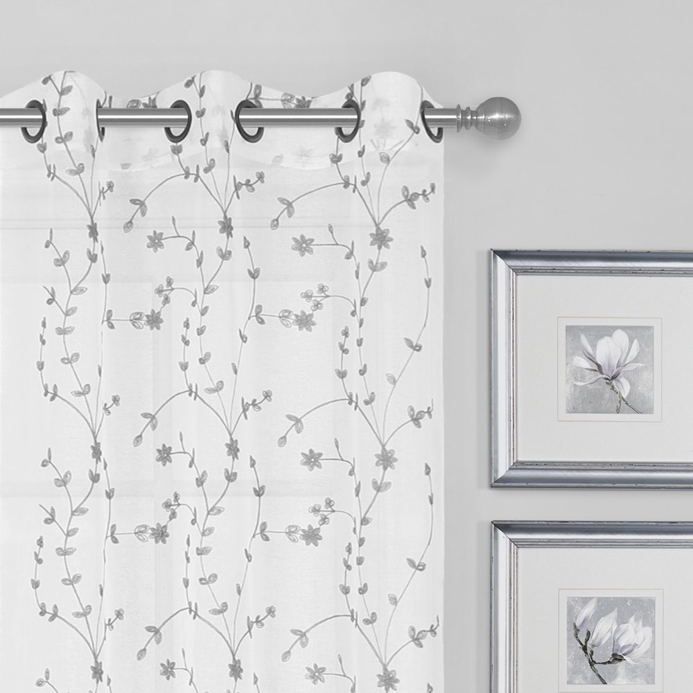 2 Pack, Regal Home Collections Bethany Embroidered Sheer Grommet