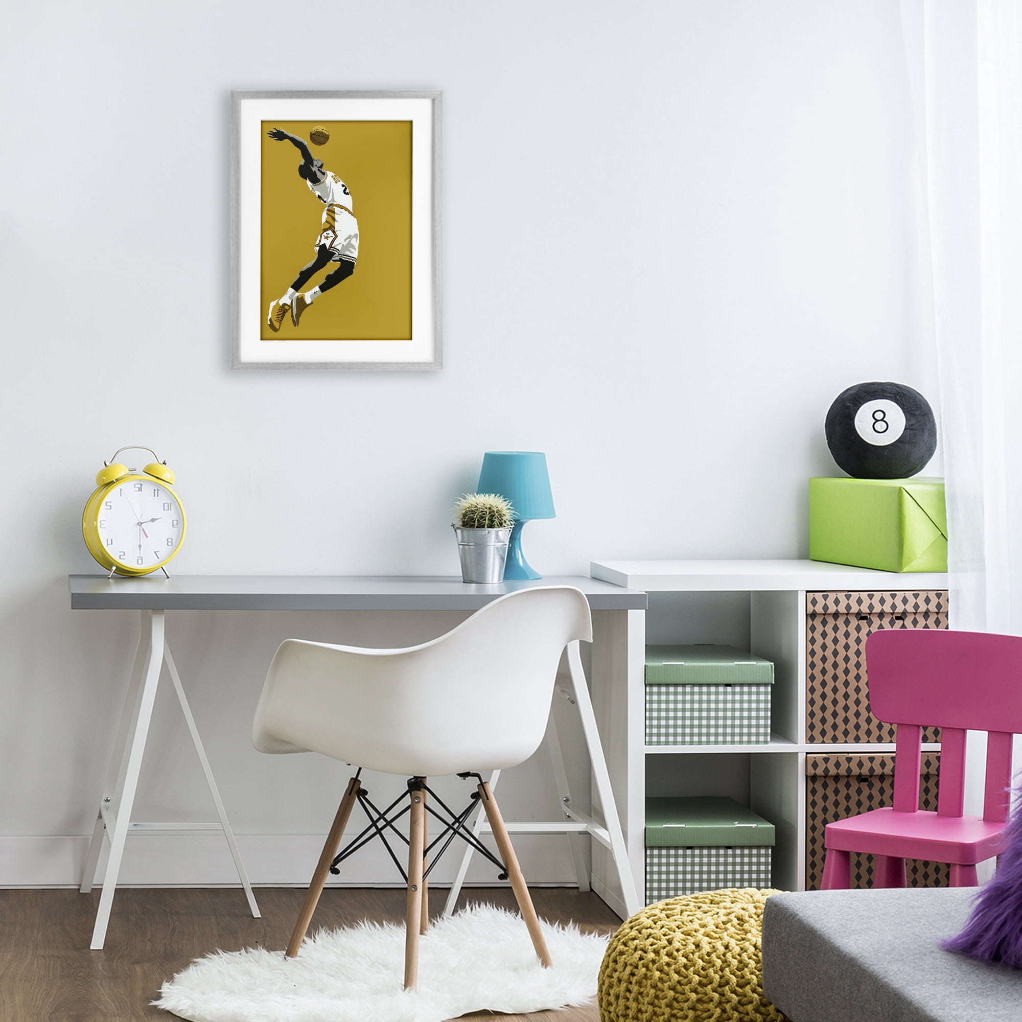 Stupell Industries Iconic Basketball Dunk Gray Framed Print Under Glass, design by Ray Powers