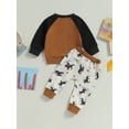 thumbnail image 4 of Liacowi Weatern Baby Boys Clothes Toddler Cowboy 2PCS Fall Outfits Long Sleeve Crew Neck Horse Letters Print Sweatshirt Elastic Waist Sweatpants, 4 of 8