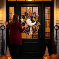 thumbnail image 4 of Halloween Quilted Pumpkin Door Hanger, Fabric Patchwork Wall Decor, Autumn Fall Home Front Door Ornament, 4 of 4