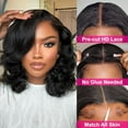 thumbnail image 2 of Glueless Wigs Human Hair Pre Plucked Pre Cut 4x4 Body Wave Bob Wig Human Hair Glueless Wigs Pre Plucked Pre Cut Natural Hairline 150% Density Natural Color (10 Inch) 4x4 Body Wave Wig, 2 of 5