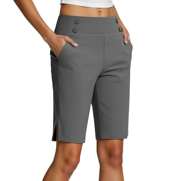 oqasdz Capri Pants for Women Elastic Waist Cropped Joggers Stretch Knee Length Workout Casual Yoga Pants