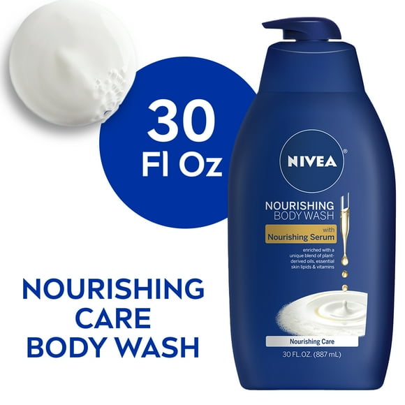 NIVEA Nourishing Care Body Wash with Nourishing Serum, 30 Fl Oz