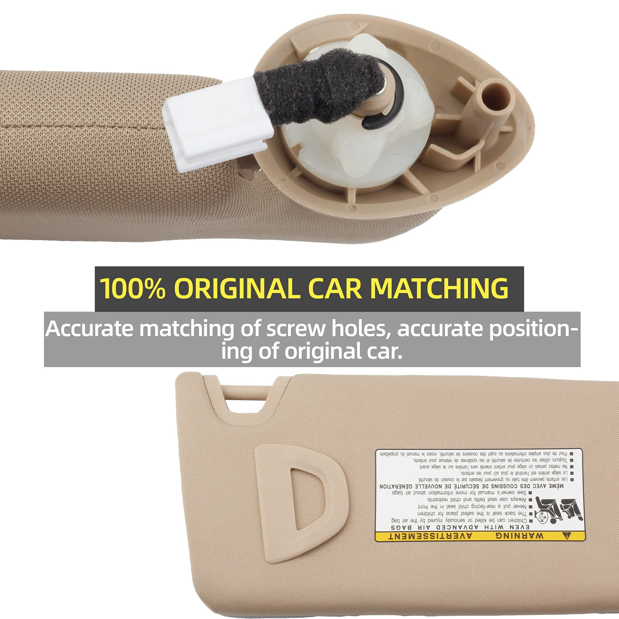 Dasbecan Beige Sun Visor Pair With Light - Compatible With Honda Accord 2008-2017 (Driver & Passenger)