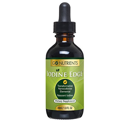 Go Nutrients Iodine Edge Nascent Iodine Liquid Drops, High-Potency Liquid Iodine Supplement, Thyroid Support, 1 fl oz