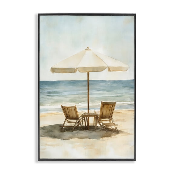 Stupell Industries Coastal Watercolor Paradise Seaside Retreat Black Framed Giclee Art, 12 x 18, by Petals Prints Design