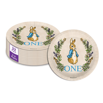 Peter Rabbit Boy's First Birthday - 32 Piece Disposable Party Supplies - Decorations for Bunny 1st Birthday Round Party Plates - Large 9" Paper Plates In Bulk
