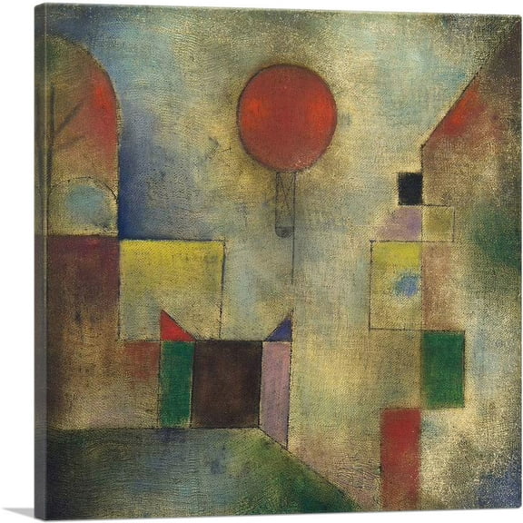 ARTCANVAS Red Balloon 1922 Canvas Art Print by Paul Klee - Size: 18" x 18" (0.75" Deep)