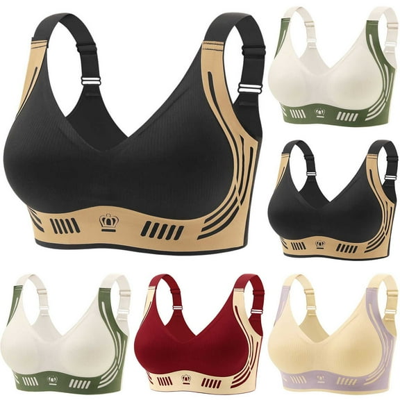 ZHUGeLI Women's Sports Bras Plus Size Training Bra, High Impact Adjustable Workout Running Exercise Bra Activewear Sizes M-5XL