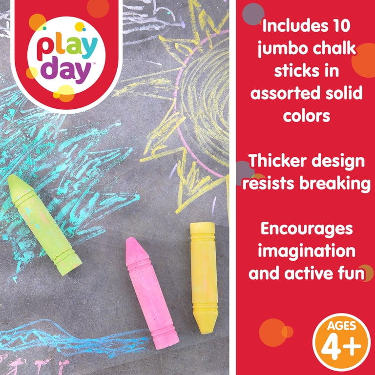 Play Day Jumbo Multicolor Sidewalk Chalk, 10 Count - Walmart.com