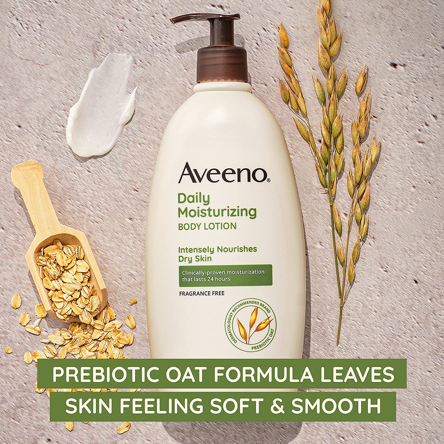Aveeno Daily Moisturizing Body Lotion with Soothing Oat and Rich Emollients to Nourish Dry Skin, Fragrance-Free, 18 fl. oz 18 Fl Oz (Pack of 1) - image 5 of 6