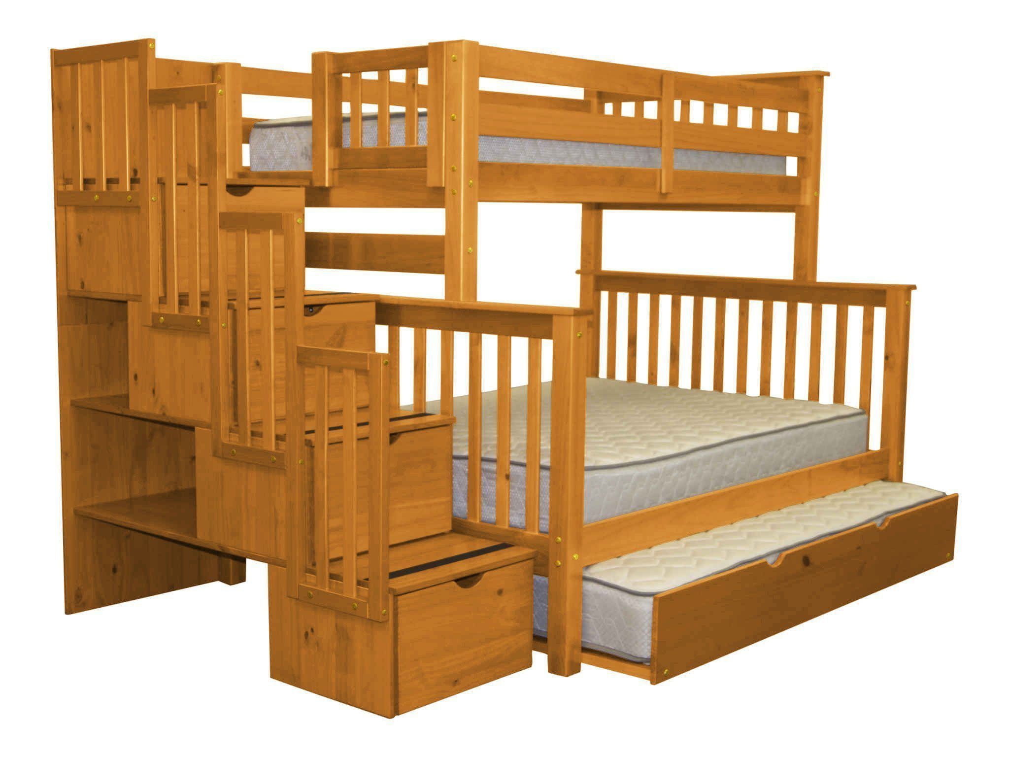 Bedz King Stairway Bunk Beds Twin Over, Bedz King Twin Over Twin Bunk Bed With Trundle