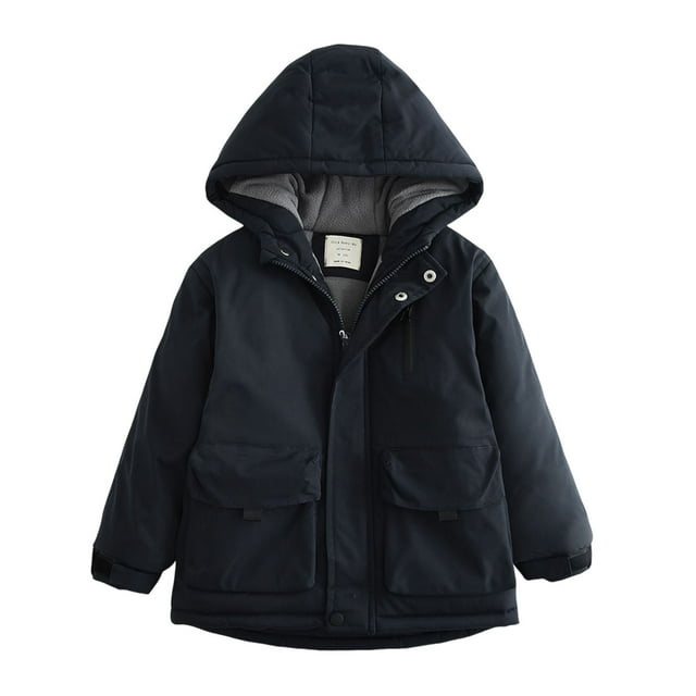 Veste Chaude à Capuche pour Enfants Grande Poche, Velours, Coupe-Vent, Imperméable, Manches Longues
