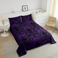 thumbnail image 4 of Erosebridal Gothic Skull Bedding Twin Comforter Set,Black Purple Down Comforter,Bohemian Damask Bedding Sets Twin with Comforter,Lightweight Exotic Room Decor,Reversible,2-Piece, 4 of 8
