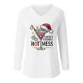 thumbnail image 3 of Womens Christmas Long Sleeve Shirt Funny Xmas Doodles Graphic Tee Long Sleeve V-Neck Holiday Family Party Matching Tops, 3 of 3
