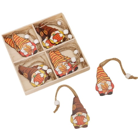 

Mightlink 12Pcs Christmas Ornaments Festive Delightful Home Decor Lovely Harvest Festival Faceless Doll Pumpkin Wooden Pendants for Home