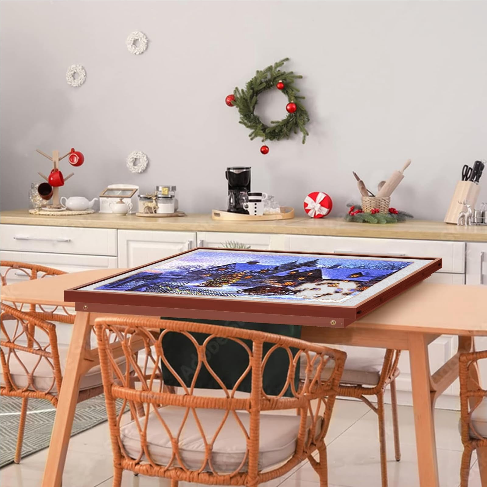 G TALECO GEAR Jigsaw Puzzle Table with Drawers, Legs and Cover, Wooden Puzzle Board for Adults 1500 Pieces, Puzzles Accessories, 34.3 "x 26.5", Walnut Color