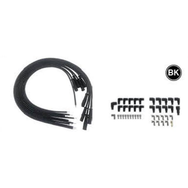 9.5 mm Ignition Straight Boot Spark Plug Wires, Black