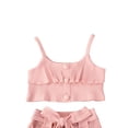 thumbnail image 3 of Kids Baby Girls Sling Ruffle Tube Top + Buttons Pocket Flared Mini Skirts Clothes Set, 3 of 5