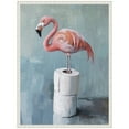 thumbnail image 5 of Kate and Laurel Flamingo Standing with Toilet Paper Rolls Bathroom Art Framed Canvas Wall Art by The Creative Bunch Studio 18 x 24 Sylvie Beaded White, Whimsical, Animals, Bathroom, Humor Art for Wall, 5 of 8