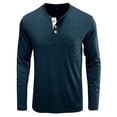 thumbnail image 4 of JUNWELL Men Henley Long Sleeve Basic Solid Tee Shirt Pure Color Blouse Top, 4 of 5