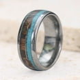 thumbnail image 4 of 8mm Men's Tungsten Carbide Ring Deer Antler Turquoise Koa Wood Inlay Size 7-12, 4 of 5