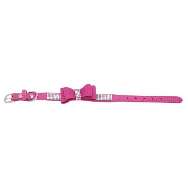 Collar de diamantes de imitación para mascotas a la moda, collares ajustables para perros, anillo para el cuello (rosa roja XXS)