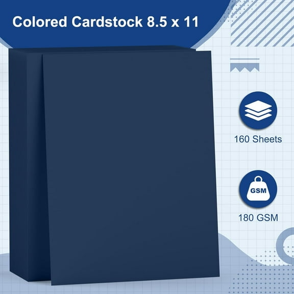 SHILIU-160 Sheets Blue Cardstock Paper 8.5 x 11 Navy Blue Card Stock Bulk Printer Paper Construction Papers Double-Sides Card Stock Cover for Scrapbook Gift Tags Invitation Printing DIY Craft 180gsm/