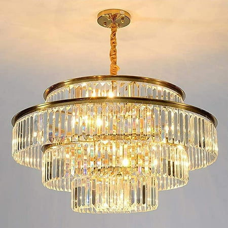 

KPIBEST 23.6 inch Luxury Crystal Chandelier Light Fixture Ceiling Hanging Lighting with10 E12 Base Modern Gold Decoration Pendant Lamp Semi Flush Mount for Dining/Living Room
