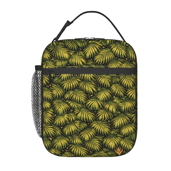 Tropical Monstera Leaves Lunch Bag Portable Thermal Lunch Box for Men and Women