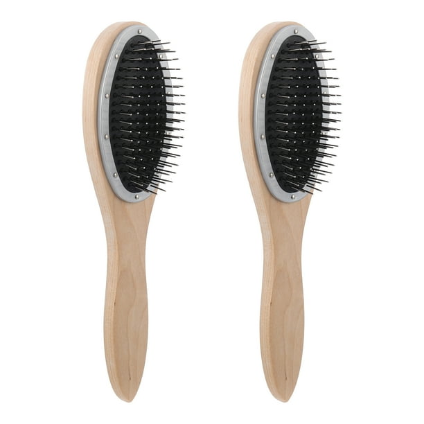 2 cepillos de pelo desenredantes con mango de madera para cabello húmedo y seco.