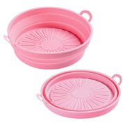 MesaSe 2Pcs Air Fryer Silicone Pot Reusable Air Fryer Liner  Air Fryer Basket No-Stick Heat Resistant Air Fryer Silicone Baking Tray for 5QT Air Fryer Oven Microwave