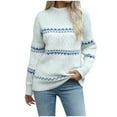 thumbnail image 2 of Lightweight Sweaters for Women Snowflake Fashion Fair Isle High Neck Christmas Sweater Loose Comfortable Fall Winter Business Casual Outfits Pullover Knit Tops, 2 of 8